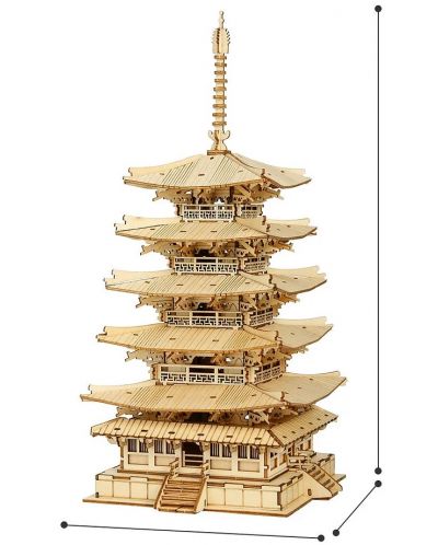 Drvena 3D slagalica Robo Time od 275 dijelova - Peterokatna pagoda - 2